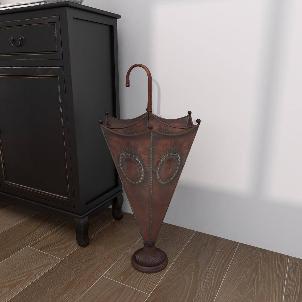 Litton Lane Brown Metal Umbrella Stand
