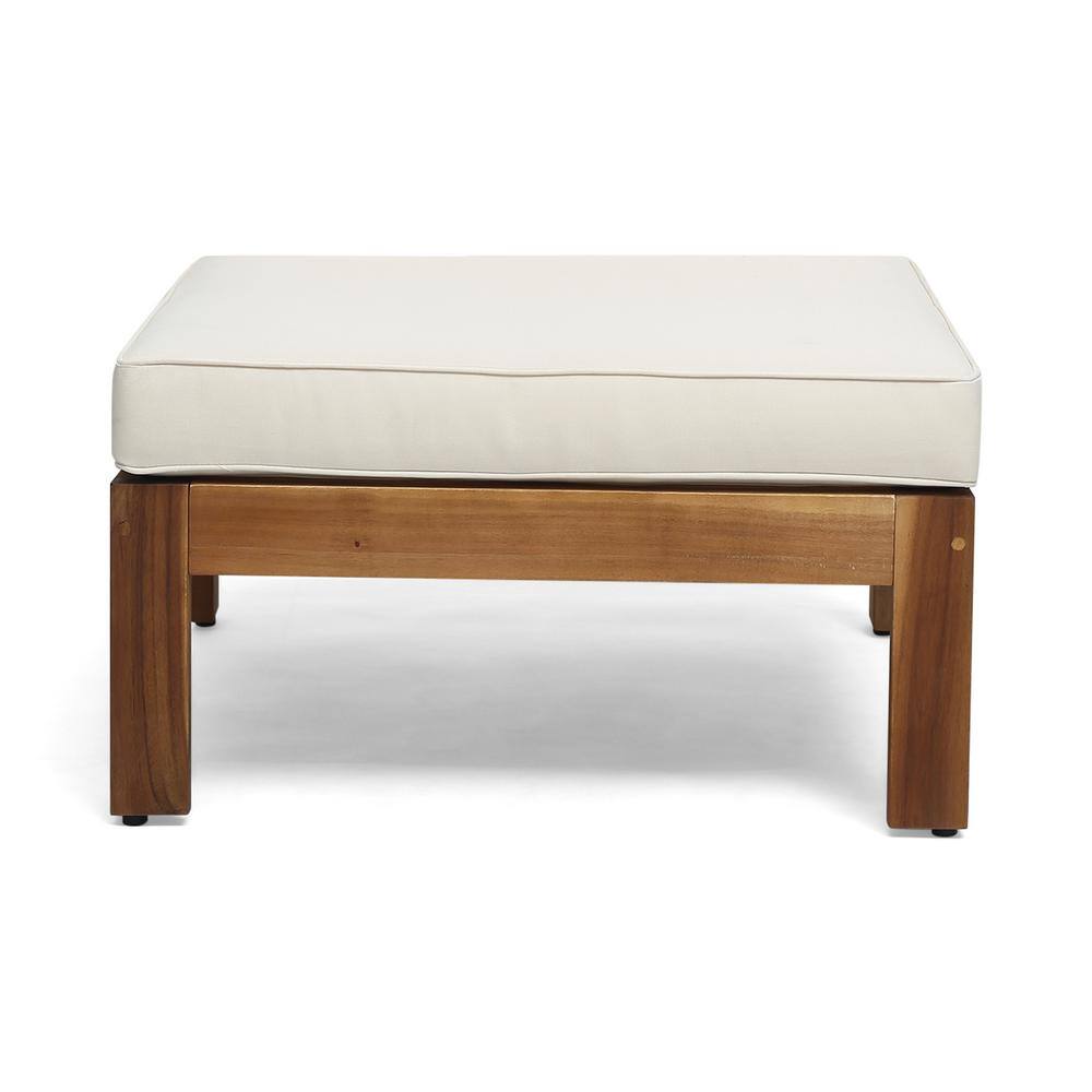 Noble House Cambridge Teak Brown 5-Piece Wood Patio Conversation Sectional Seating Set with Beige Cushions