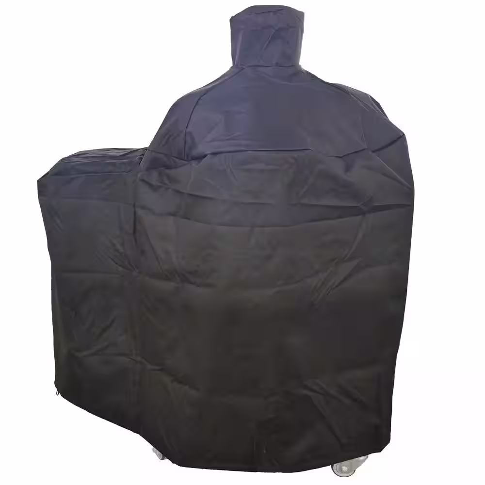 None 24 in. 4-in-1 Smoked Ceramic Pellet Grill in Black with 19.6 in.  Dia Gridiron Double Ceramic Liner