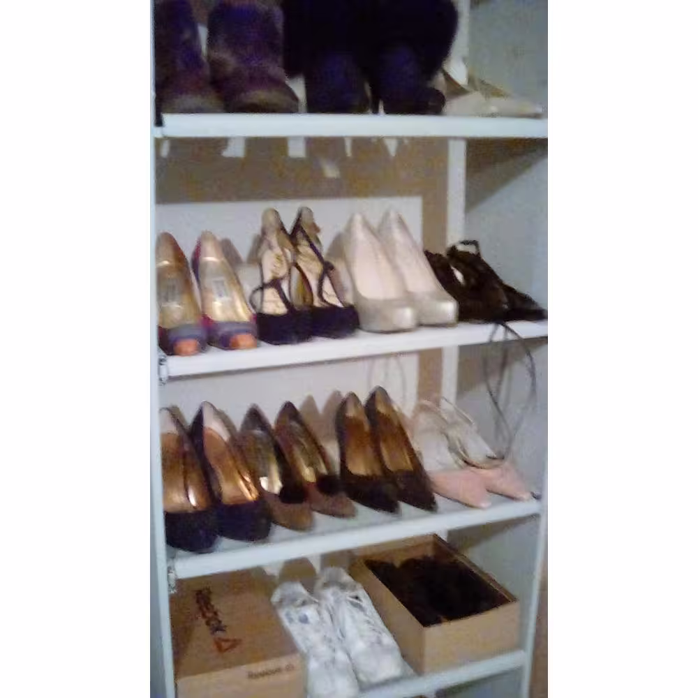 None 84 H 28-Pair 7-Tier Gray Melamine Shoe Rack