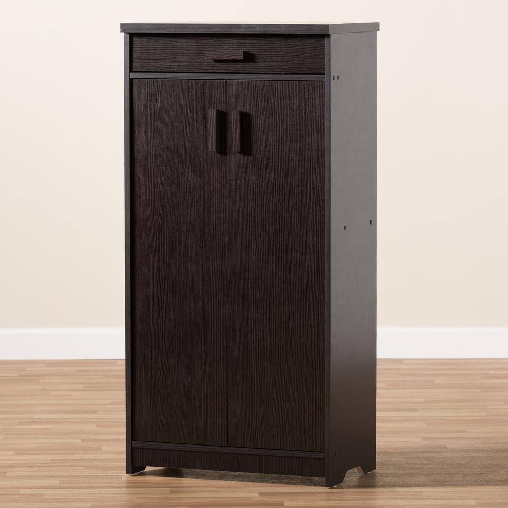 Baxton Studio 48.43 H 15-Pair 6-Tier Brown MDF Shoe Rack