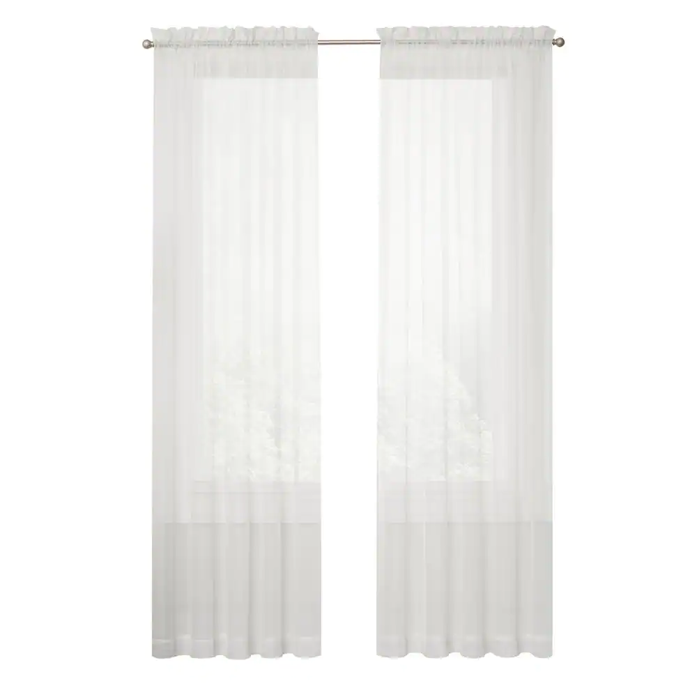 Vue Voile White Solid Polyester 59 in. W x 84 in. L Sheer Single Rod Pocket Curtain Panel