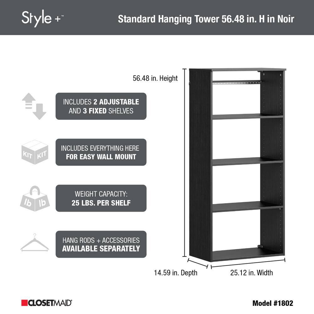 ClosetMaid Style+ 25 in. W Noir Hanging Wood Closet Tower