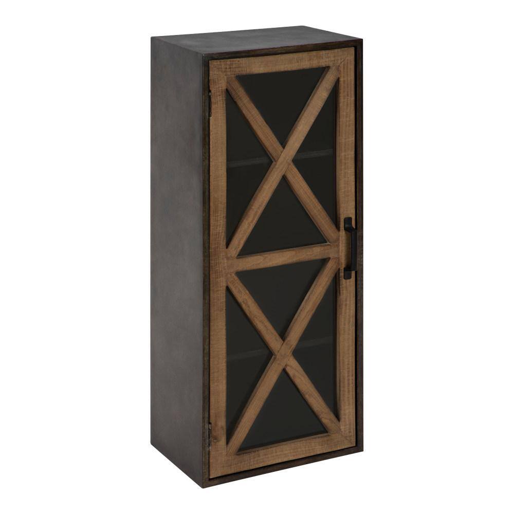 Kate and Laurel Mace 8 in. x 12 in. x 30 in. Rustic Brown/Black Metal and Wood Decorative Cubby Wall Shelf