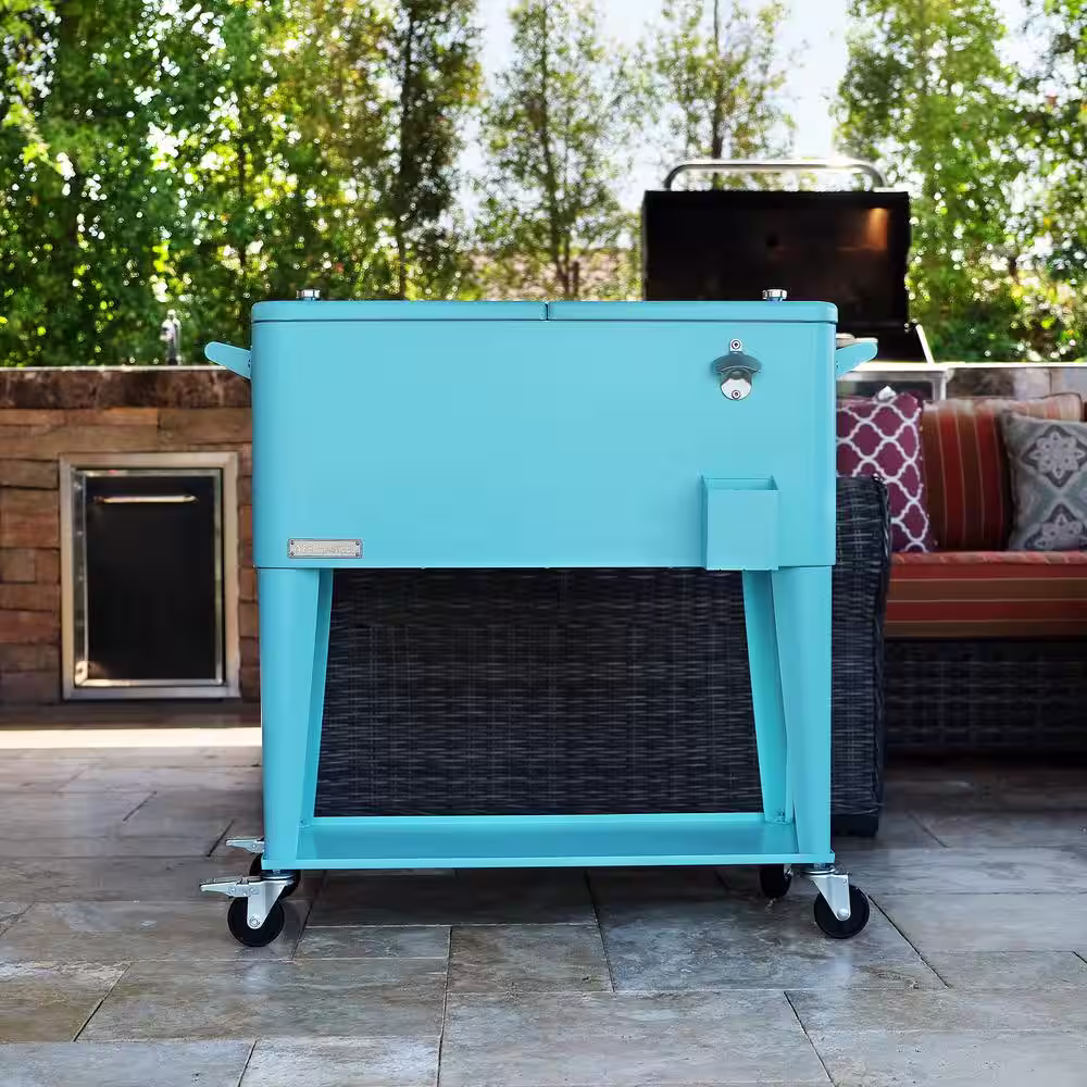 None Permasteel 80 Qt. Turquoise Chest Cooler