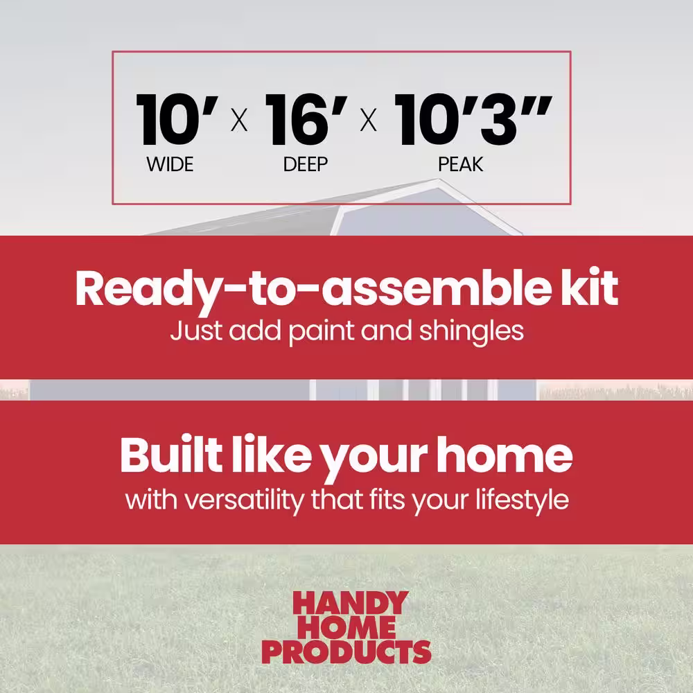 Handy Home Products Do-it Yourself Braymore 10 ft. x 16 ft. Outdoor Wood Storage Shed with Smartside and Floor system Included (160 sq. ft.)