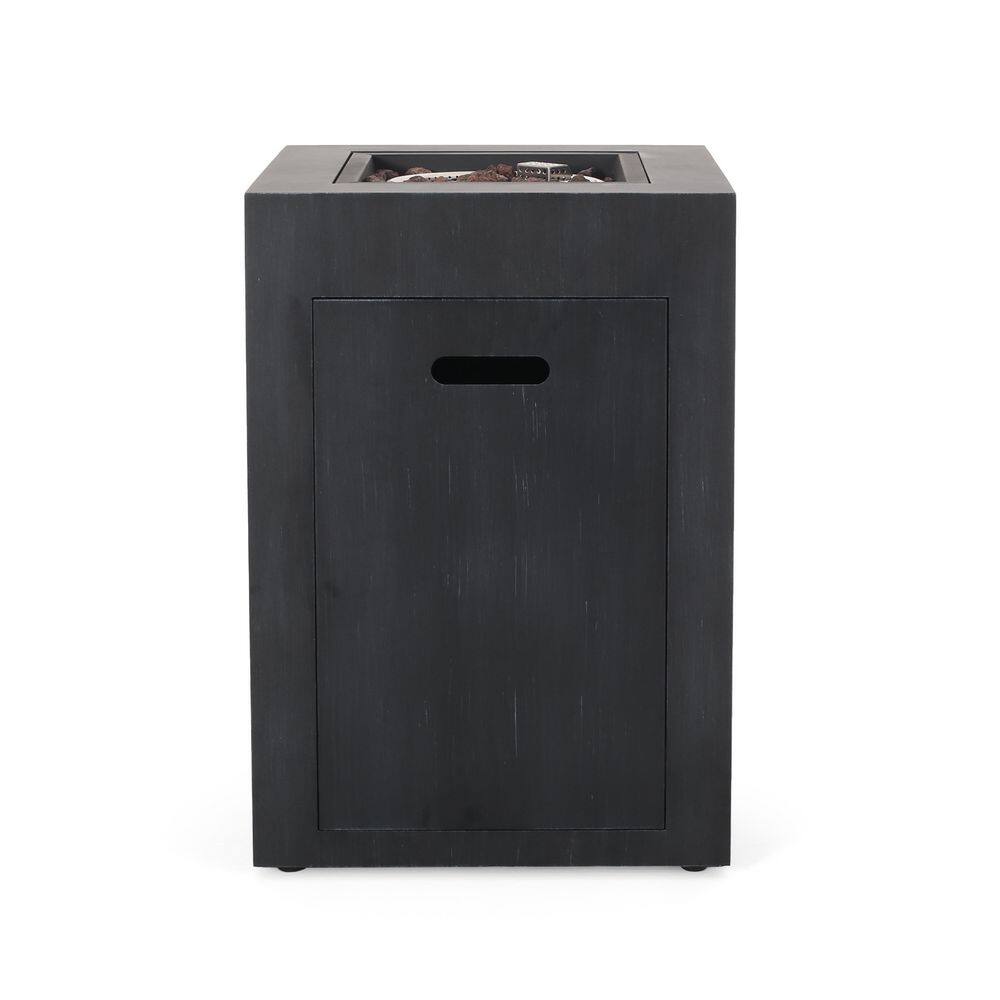 Noble House Reign Brushed Black Square Metal Fire Pit Table