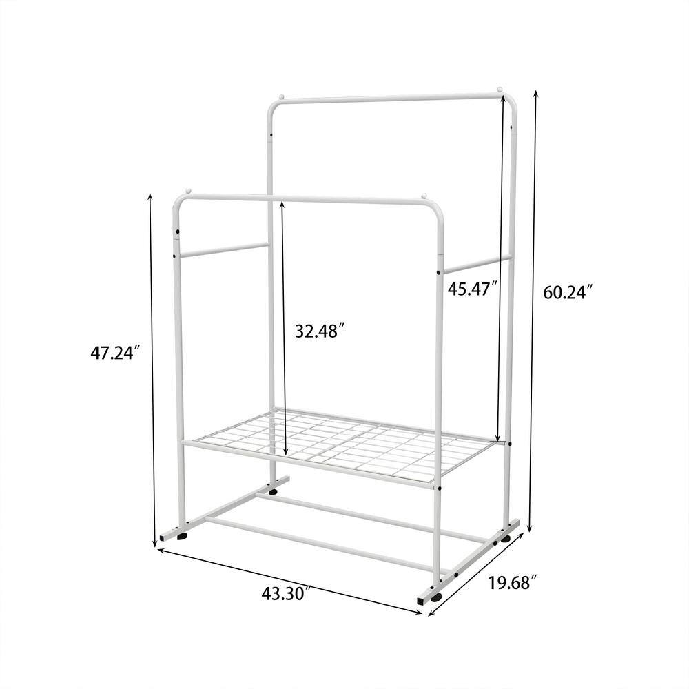 None White Metal Clothes Rack 43.30 in. W x 60.24 in. H