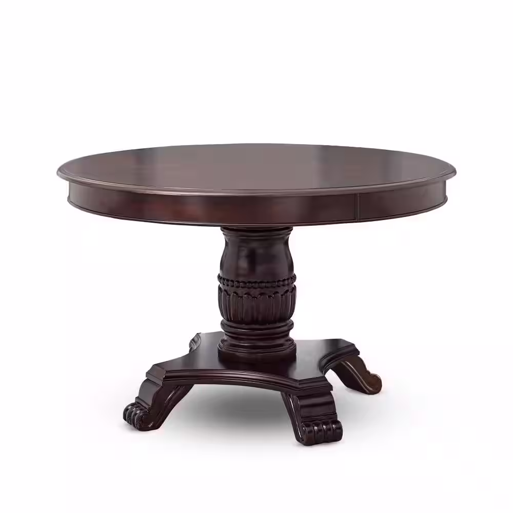 Steve Silver Tournament Pedestal Dining and Game Table with Cherry finish Wood and Black Game Top - Seats up to 4