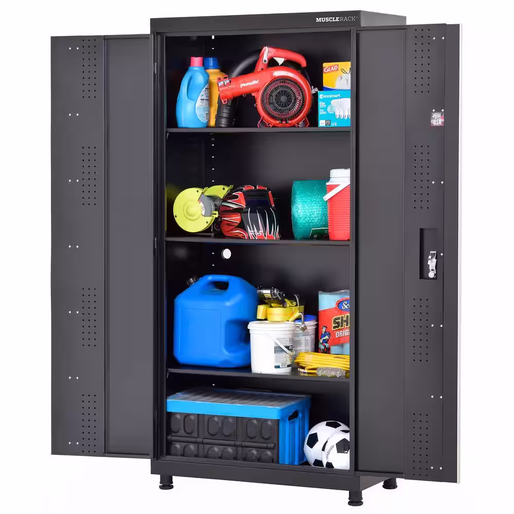 Muscle Rack Pre-Assembled 36 in. W x 18 in. D x 72 in. H Freestanding Welded Storage Cabinet - Matte Black Finish