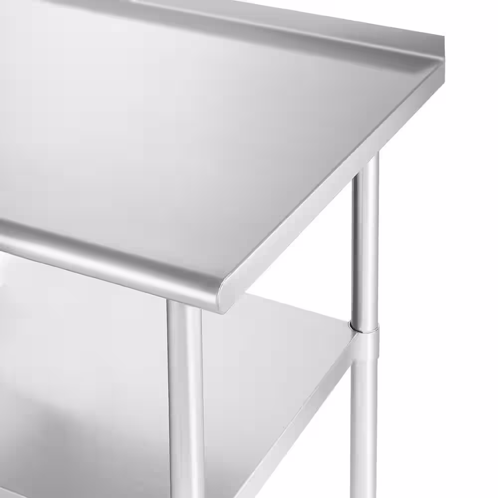 None 60 in. x 24 in. Stainless Steel Kitchen Utility Table with Backsplash and Bottom Shelf