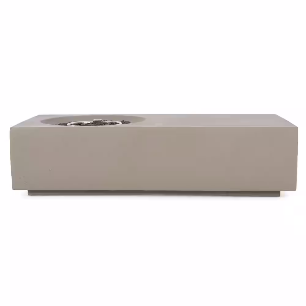 Noble House Andreson Light Gray Rectangular Stone Fire Pit Table (No Tank Holder)