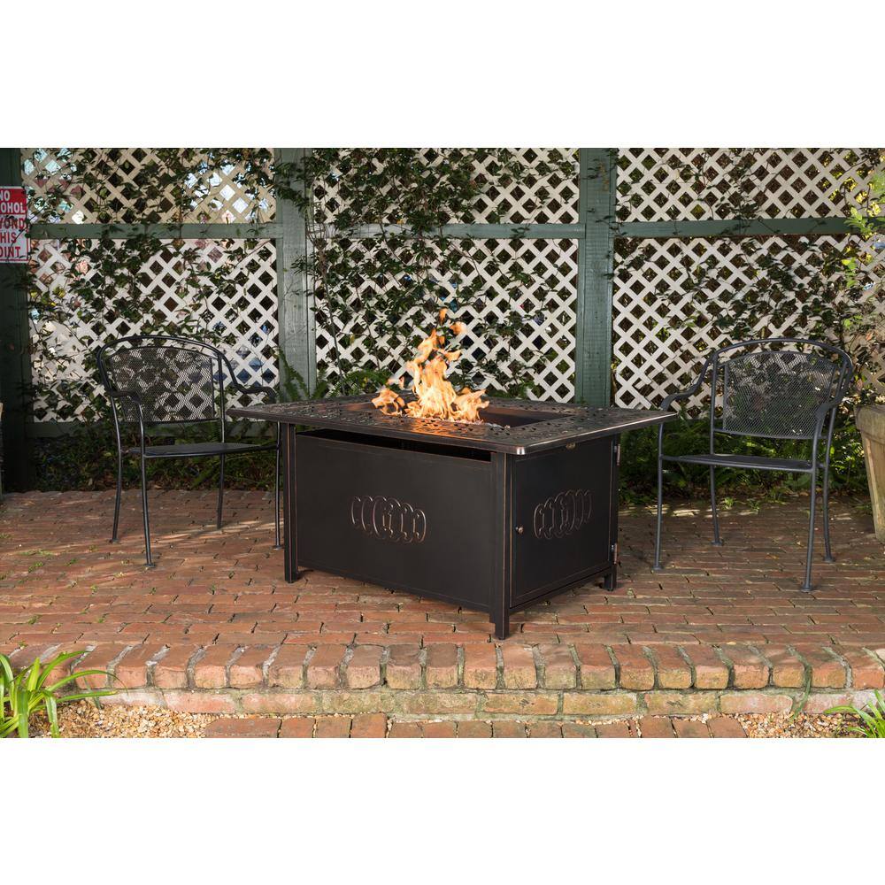 Fire Sense Dynasty 48 in. x 24 in. Rectangle Aluminum Propane Fire Pit Table in Antique Bronze