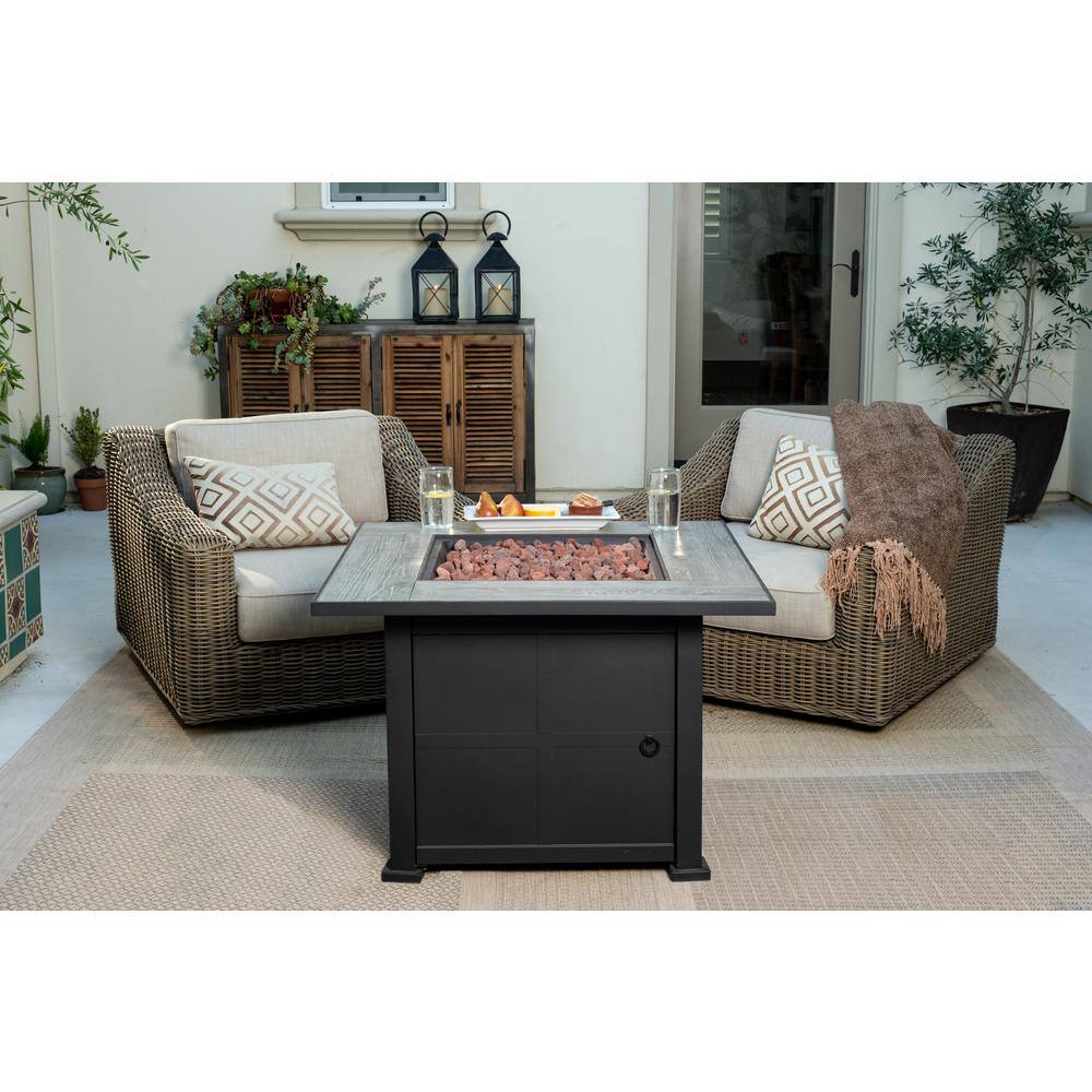 Bond Ashland Steel 35 in. Square Gas Fire Table in Gray and Black
