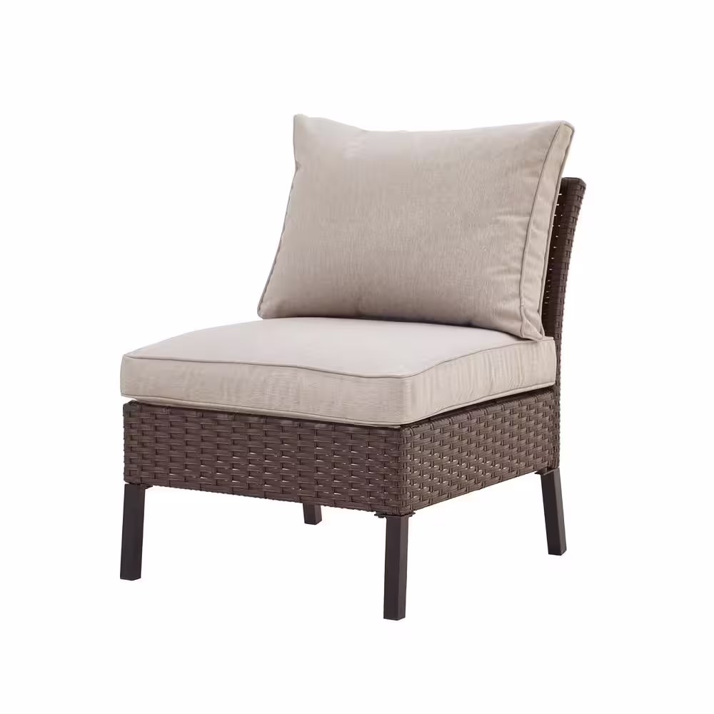 Patio Festival X-Arm 7-Piece Wicker Conversation Set with Beige Cushions