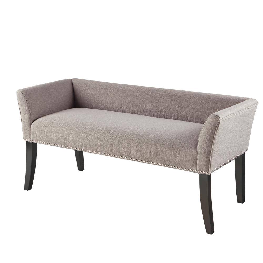 Madison Park Antonio Grey Flared Arms Accent Bench 23 in. H x 49.5 in. W x 19.25 in. D