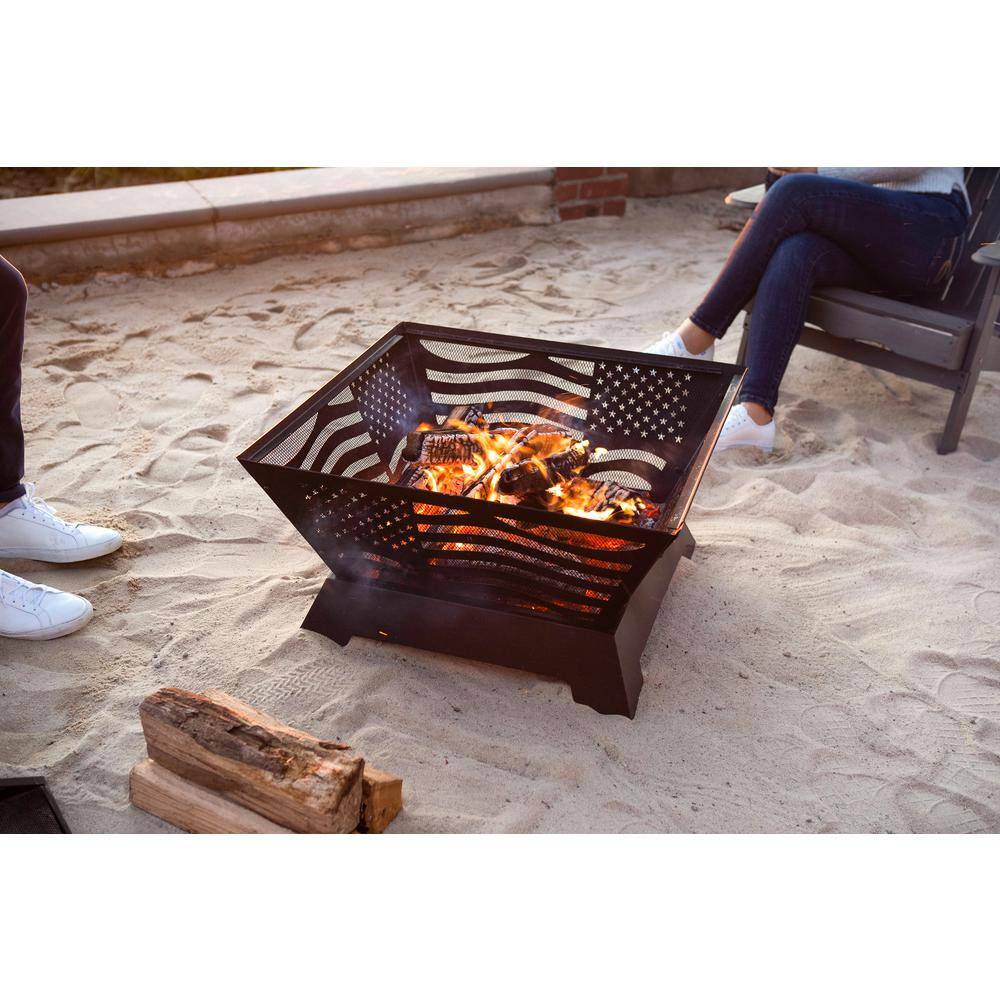 Endless Summer 28 in. D Steel Patriot American Flag Wood Burning Fire Pit