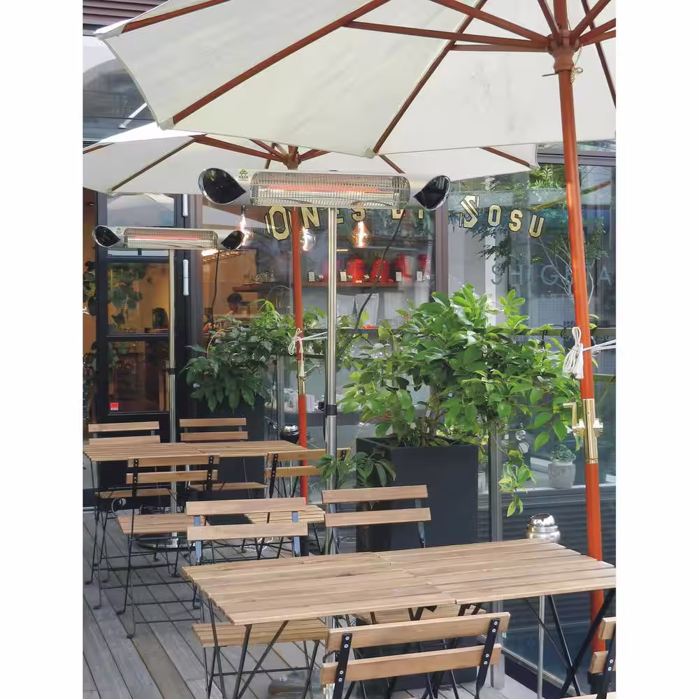 Hanover 35.4 in. 1500-Watt Infrared Electric Patio Heater with Remote Control in Silver