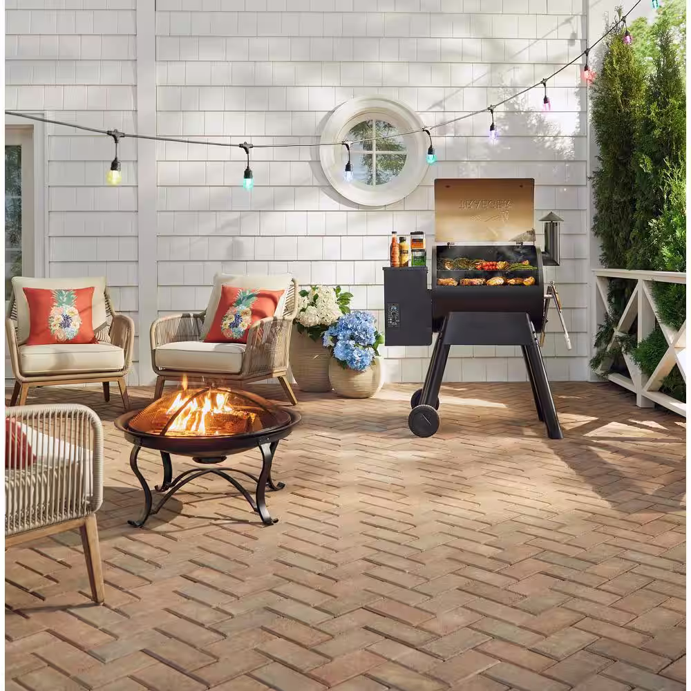 Hampton Bay Sadler 30 in. x 19 in. Round Steel Wood Burning Fire Pit in Rubbed Bronze