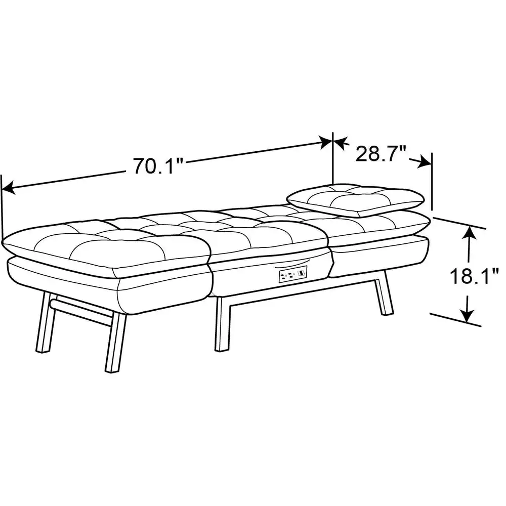 Relax A Lounger Arnold Faux Leather Brown with Tan Stiching Convertible Chaise Lounge