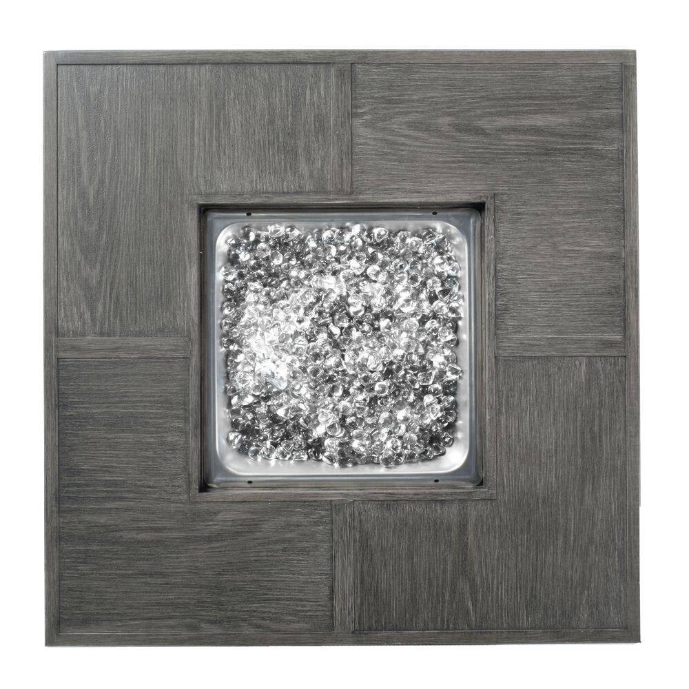 Alfresco Cheyenne 40 in. x 25 in. Square Aluminum Propane Gas Fire Pit Chat Table with Glacier Ice Firebeads