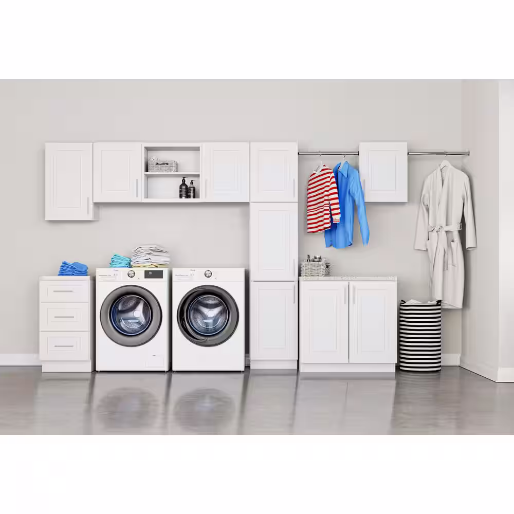 MILL'S PRIDE Greenwich Verona White 30 in. H x 18 in. W x 12 in. D Plywood Laundry Room Wall Cabinet with 1 Shelf