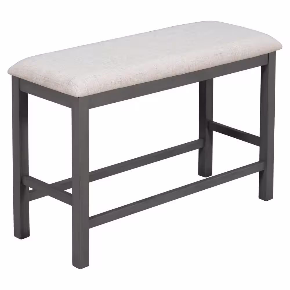 Harper & Bright Designs 6-Piece Gray Wood Counter Height Dining Table Set with Shelf, 4-Chairs and Bench