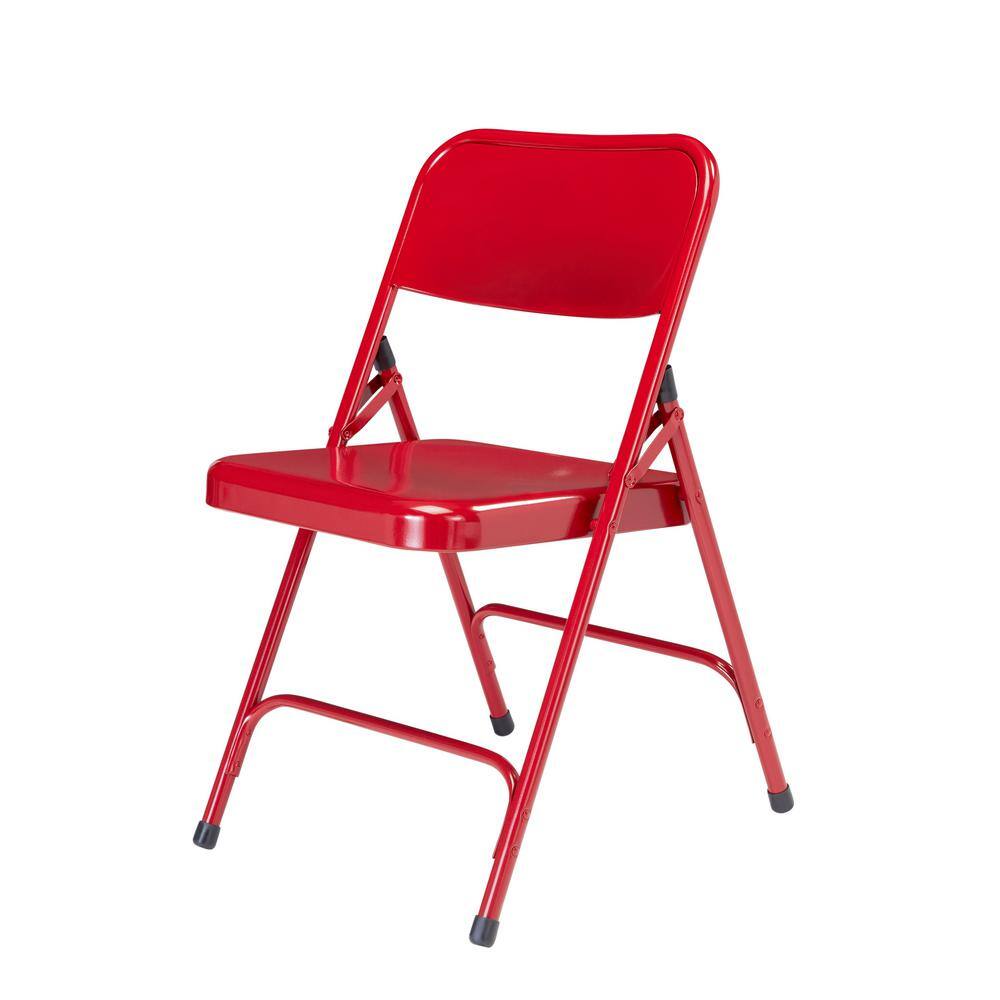 National Public Seating 200 Series Red Premium All-Steel Double Hinge Folding Chair (4-Pack)