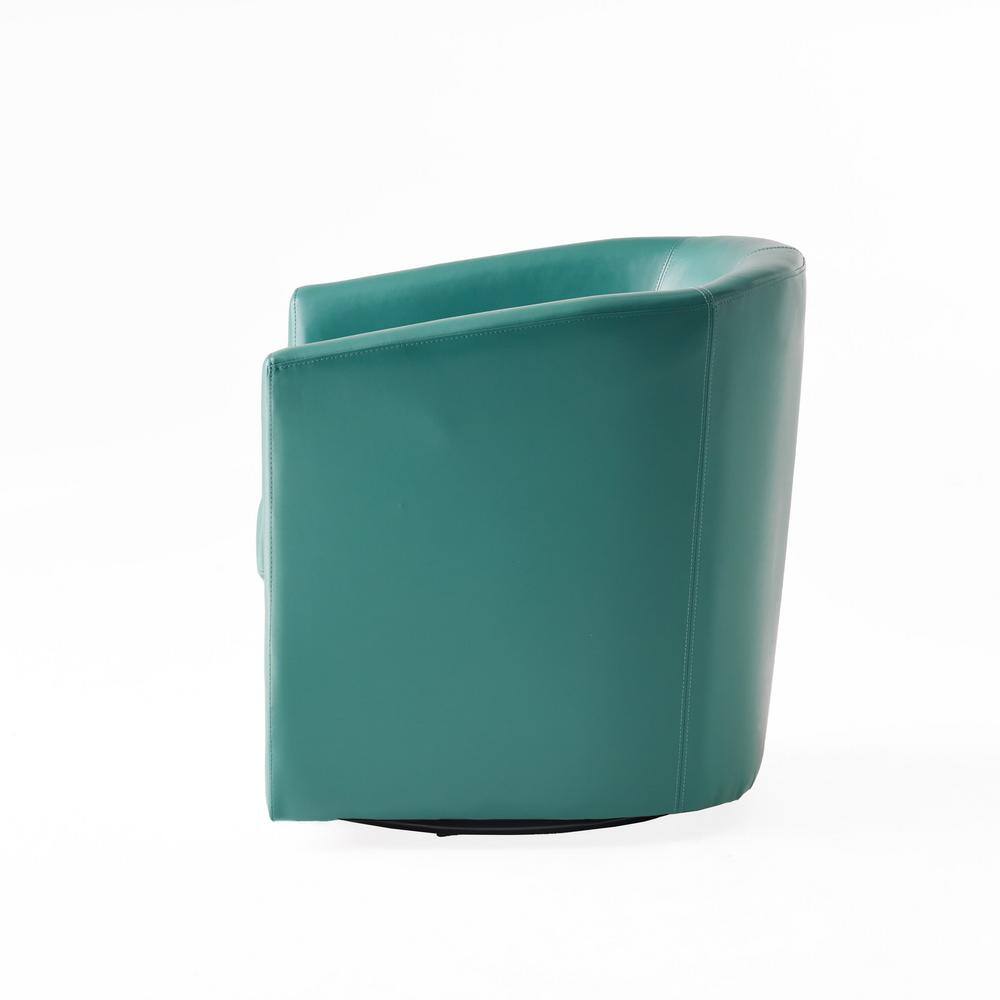 Noble House Daymian Turquoise Faux Leather Swivel Club Chair