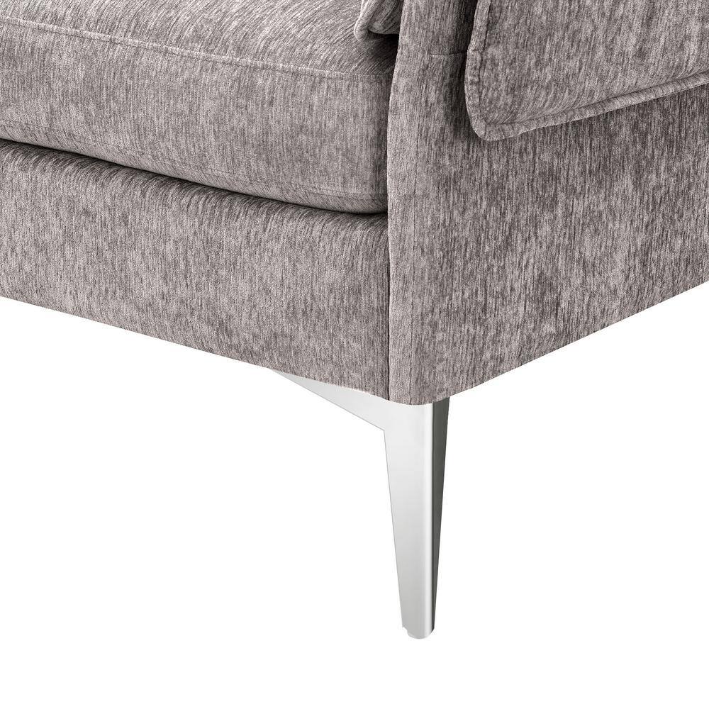 Harper & Bright Designs 84 in. W Flared Arm Chenille L-Shaped Modern Sectional Sofa in Gray with 2 Pillows