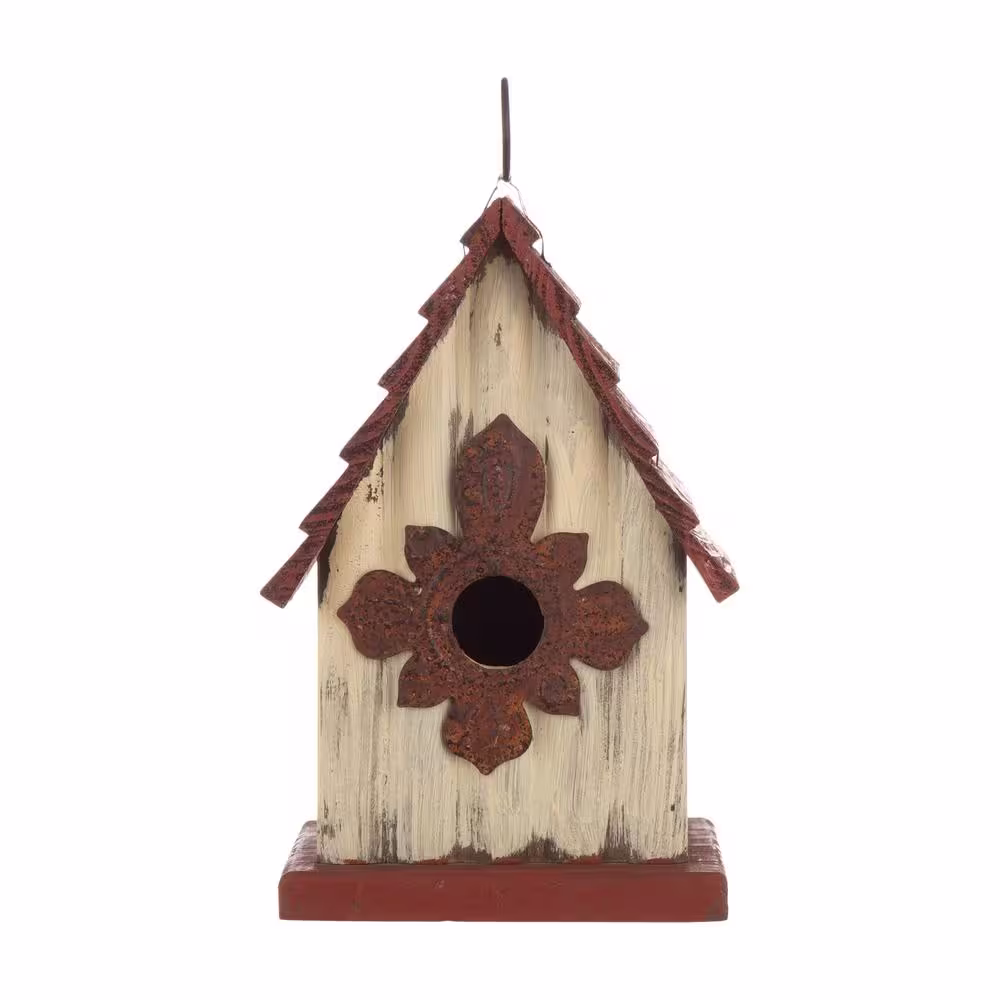 Glitzhome 9 in. H Distressed Solid Wood Birdhouse