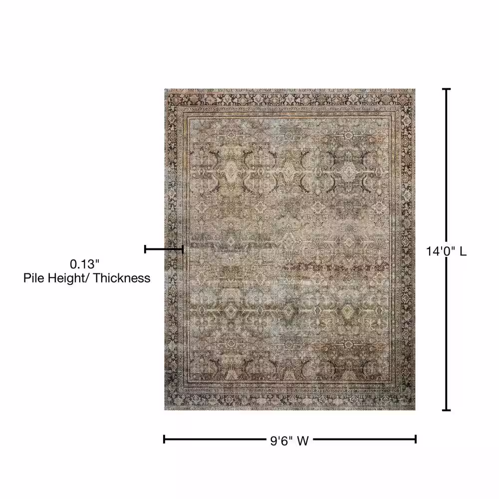 LOLOI II Layla Olive/Charcoal 9 ft. 6 in. x 14 ft. Printed Traditional Area Rug