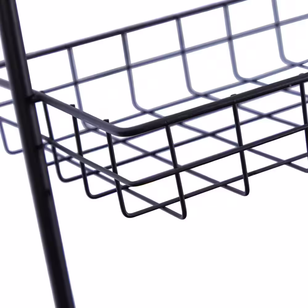 Litton Lane Black 3 Shelves Metal Wall Shelf with Suspended Baskets
