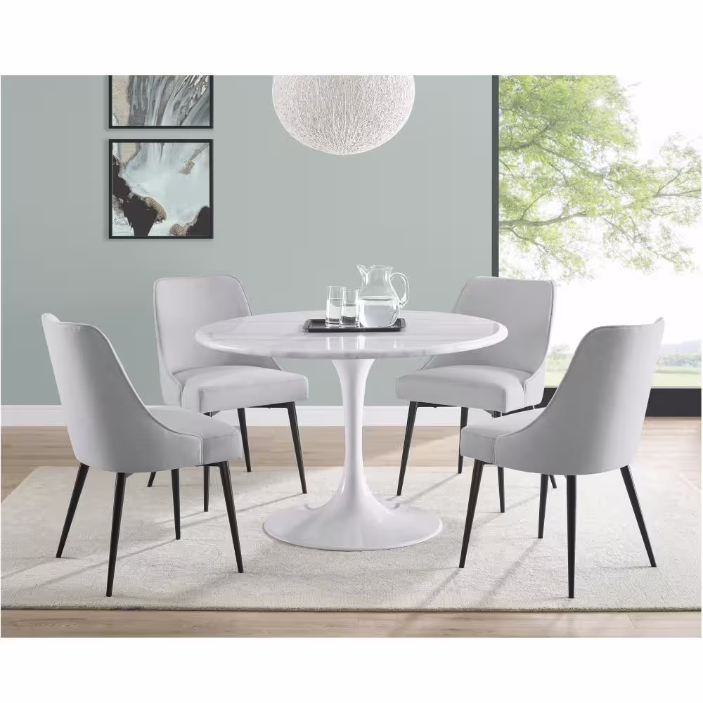 Steve Silver Colfax White Marquina Marble Dining Table