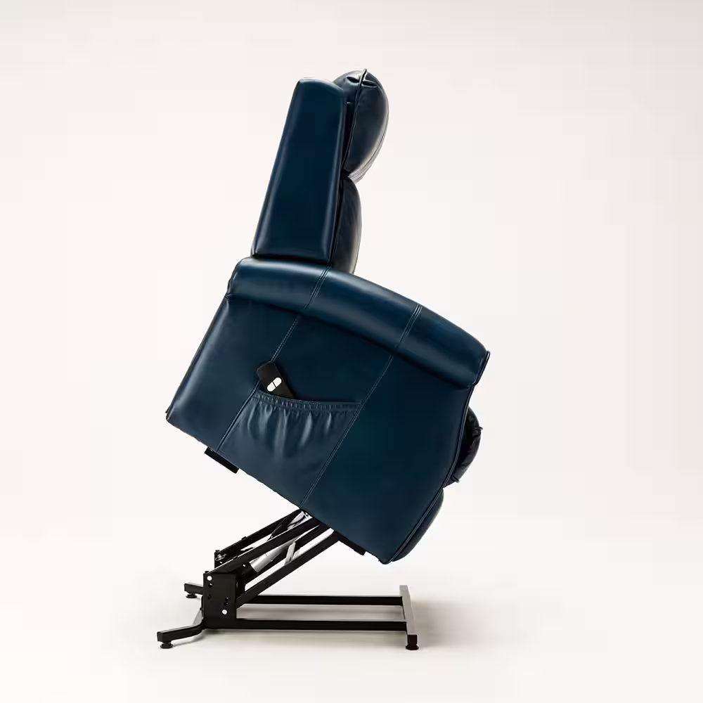 None Lehman 35 in. Width Big and Tall Navy Blue Faux Leather 3 Position Recliner