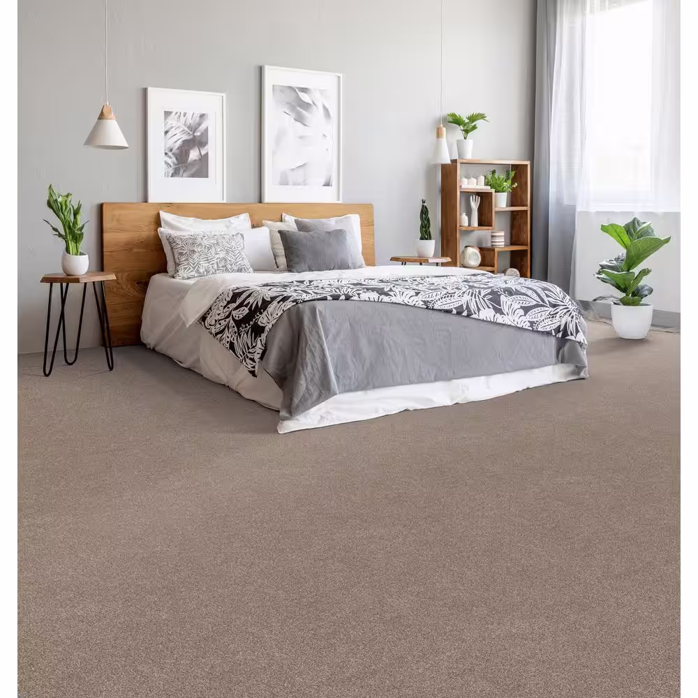 Home Decorators Collection First Class II - Cora - Beige 50 oz. SD Polyester Texture Installed Carpet