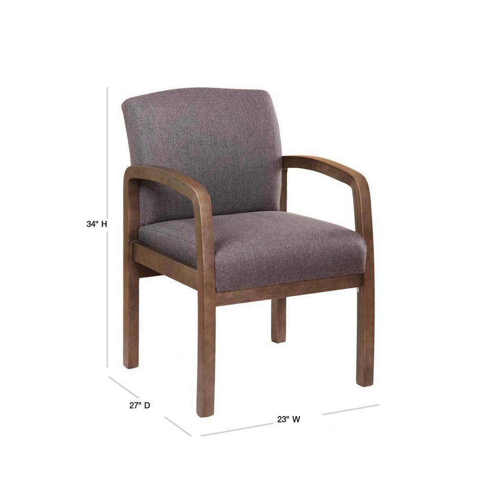 BOSS Office Products Grey Guest Chair with Driftwood Finish Frame