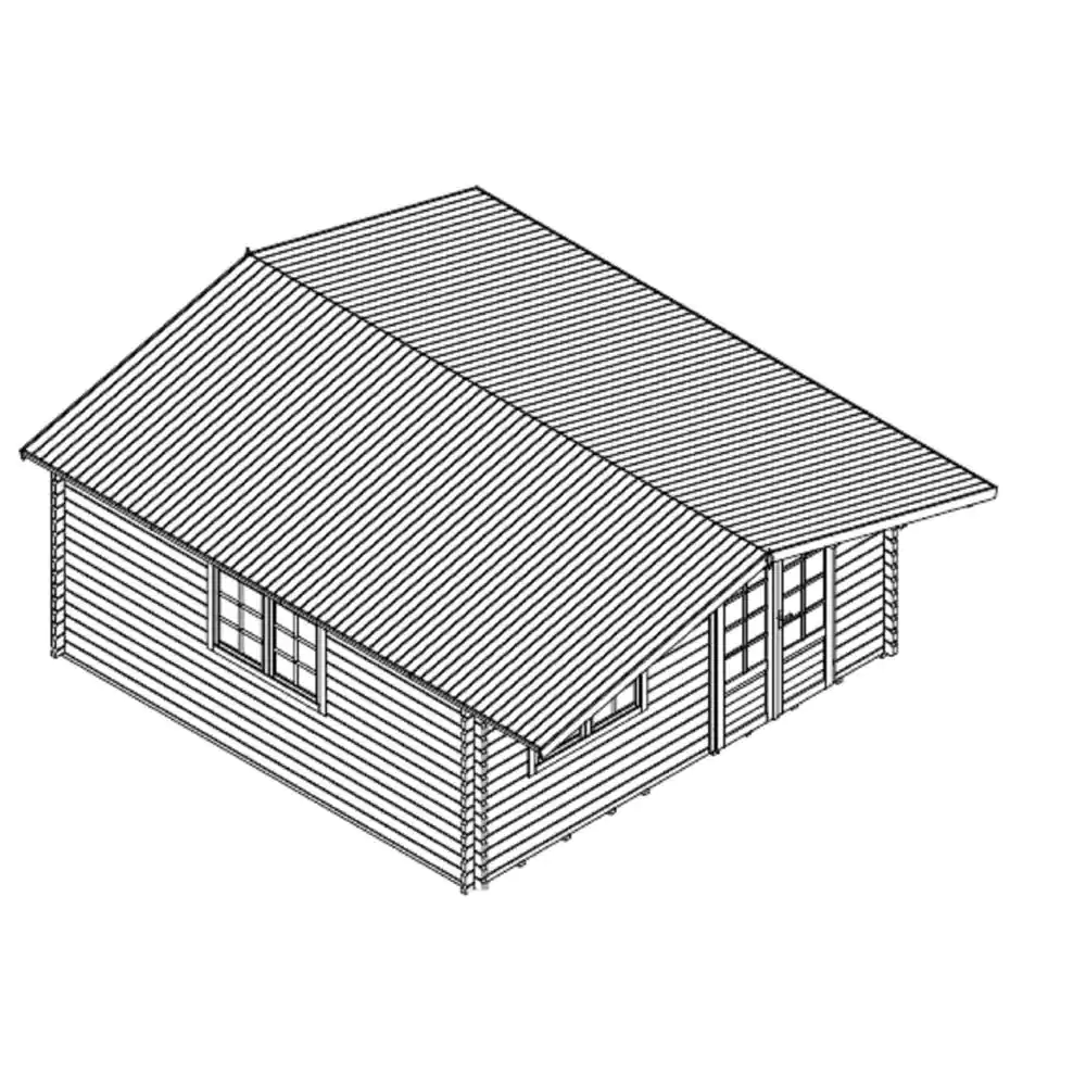 Hud-1 EZ Buildings 16 ft. 4 in. x 16 ft. 4 in. Wood Log Garden Hobby Workshop Head Office DIY Building Kit