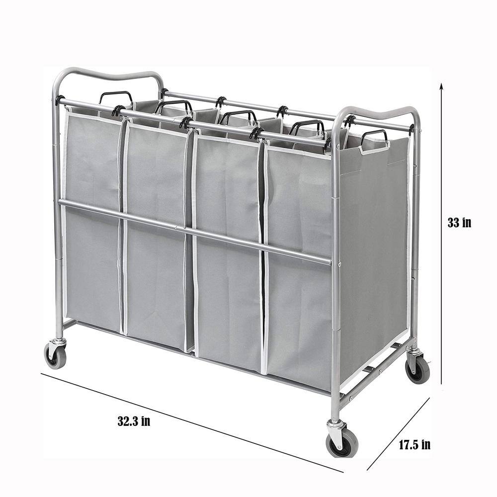 None 32.3 in. W x 17.5 in. D x 33 in. H Fabric Laundry Basket Hamper with Wheels Silver