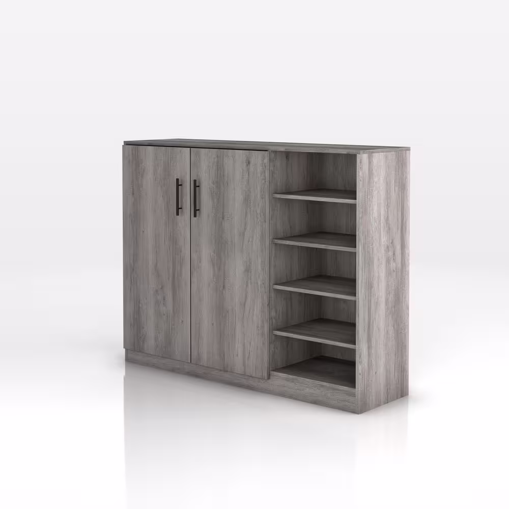 Furniture of America Ashtoria 37.99 in. H x 47.24 in. W Gray Wood Shoe Storage Cabinet