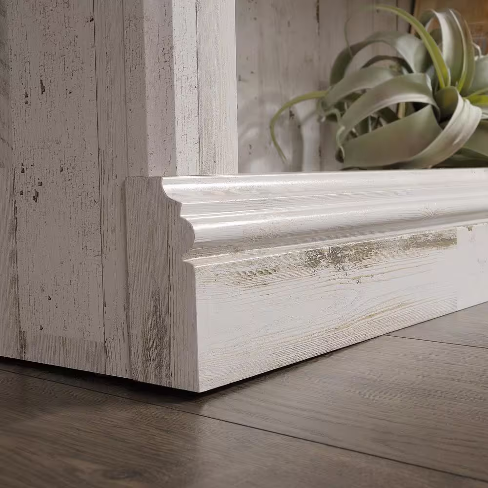 SAUDER 43 in. White Plank Engineered Wood 3-Shelf Bookcase