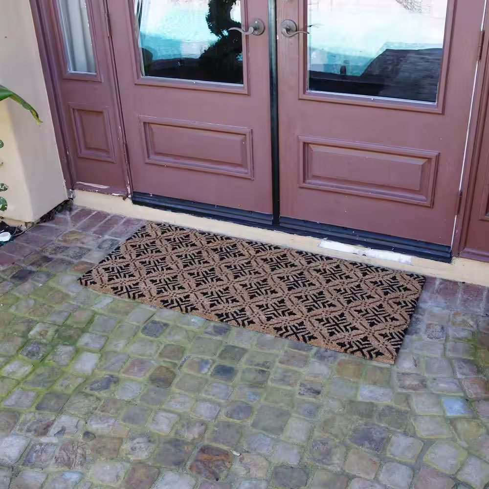 Rubber-Cal Classic Fleur de Lis 24 in. x 57 in. Coir and PVC French Matting