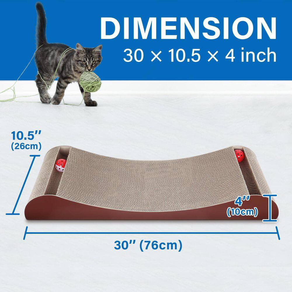 None Cat Scratcher Cardboard Lounge Bed with Bell Ball Toy