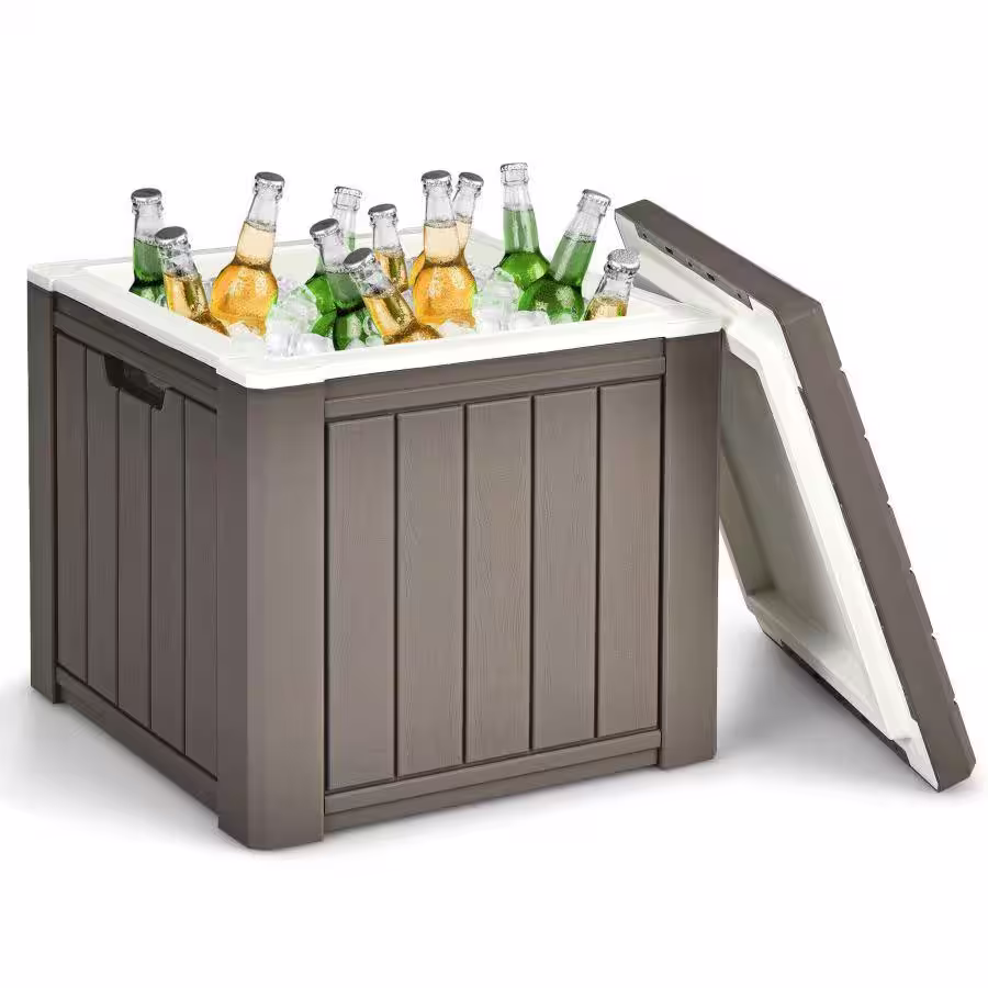 None 3- In-1 Patio 10 Gal. Ice Cube Cooler Box Table Stool Storage W/Handle