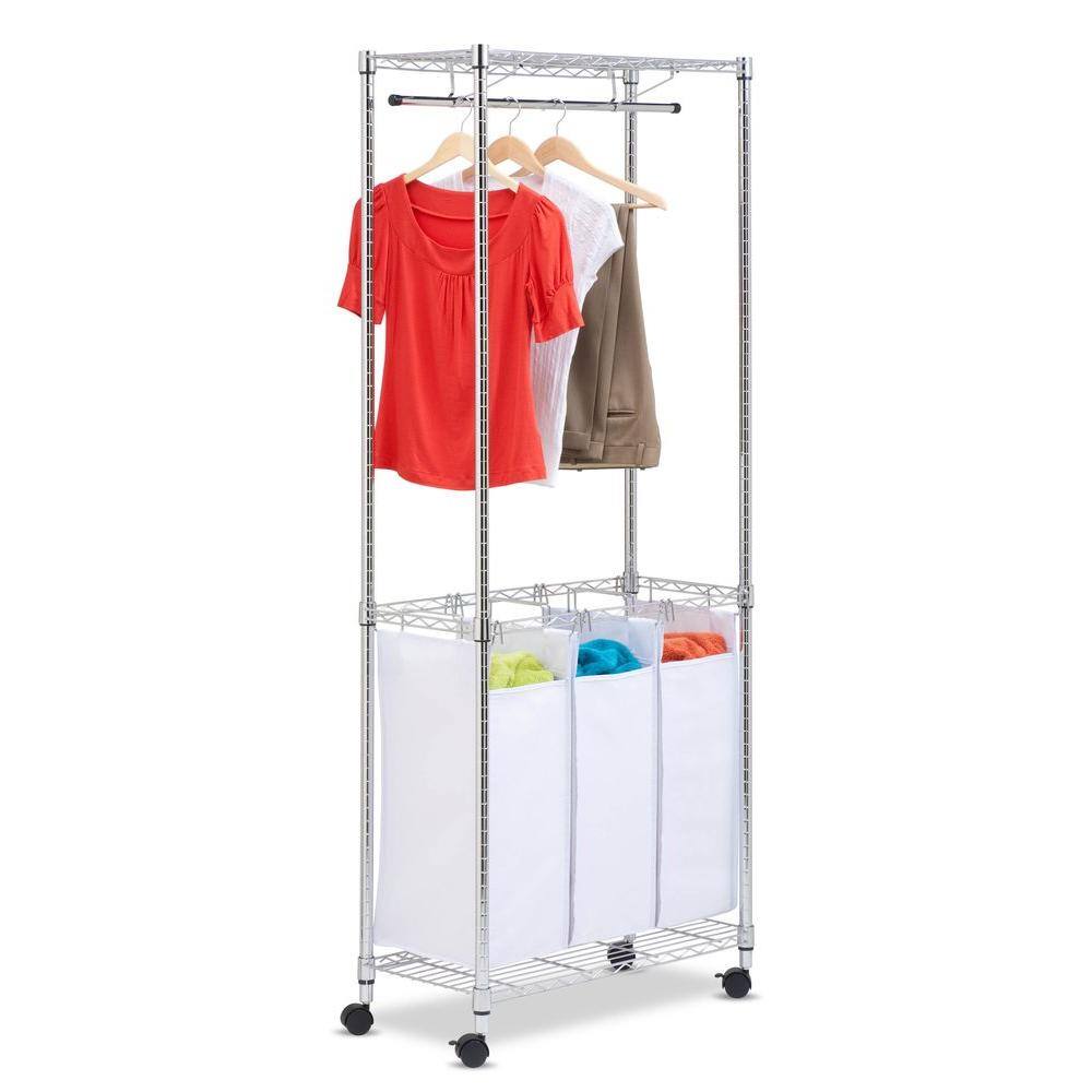 Honey-Can-Do 74 in. H Chrome Rolling Urban Laundry Center
