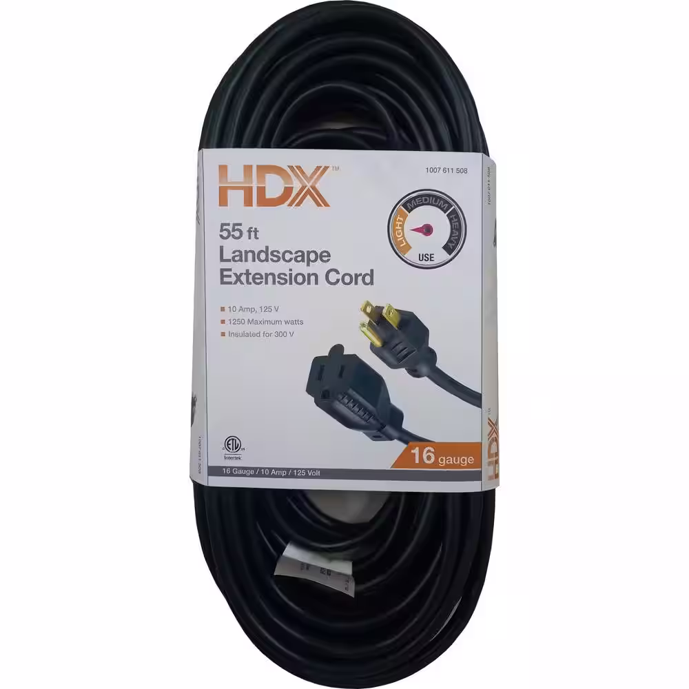 HDX 55 ft. 16/3 Green Outdoor Extension Cord (1-Pack)