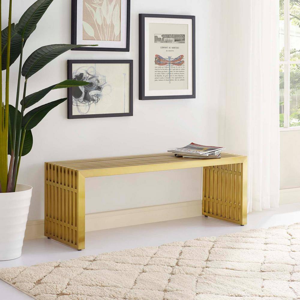 MODWAY Gridiron Gold Medium Stainless Steel Bench