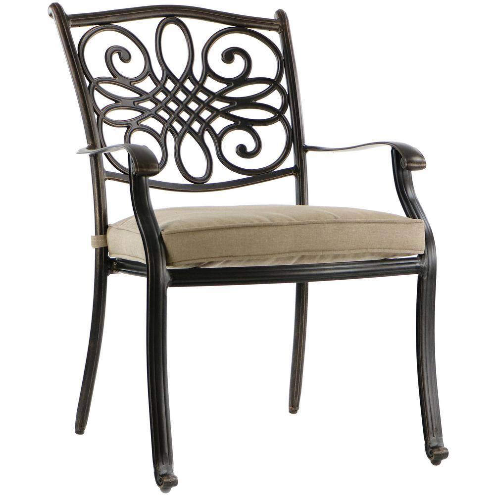 Hanover Traditions 9-Pc Aluminium Rectangular Patio Dining Set with Six Dining Chairs, Two Swivel Rockers & Natural Oat Cushions