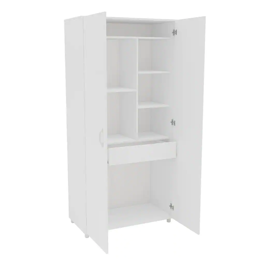 Polifurniture Santa Fe White 2 Door Storage Cabinet with Open Cubbies