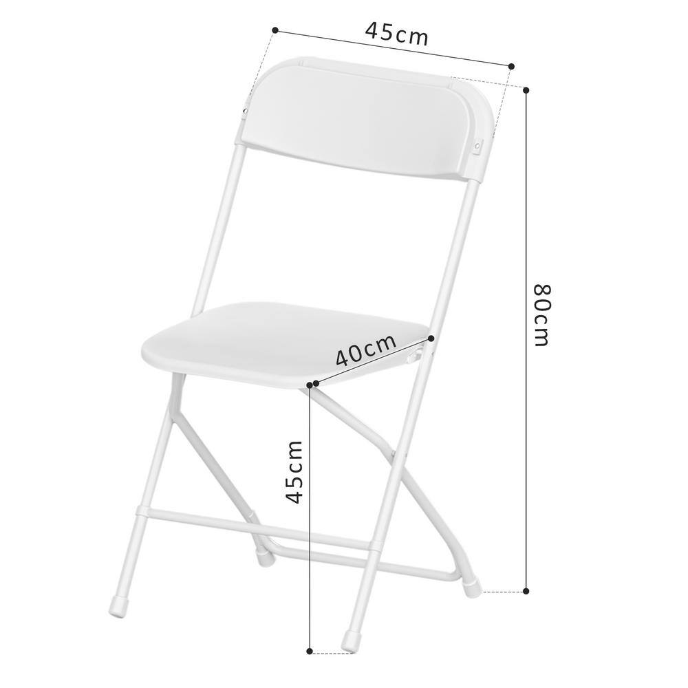 cadeninc White Plastic Seat with Metal Frame Folding Chair (Set of 5)